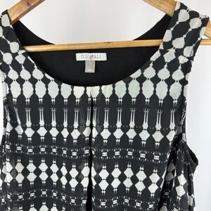 Roz & Ali Womens Large Blouse Black‎ White Sleeveless High Back